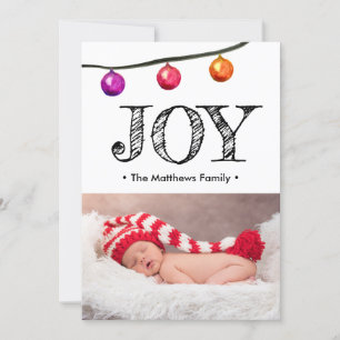Baby Fotoaankondiging Kerstvakantie Joy Feestdagenkaart