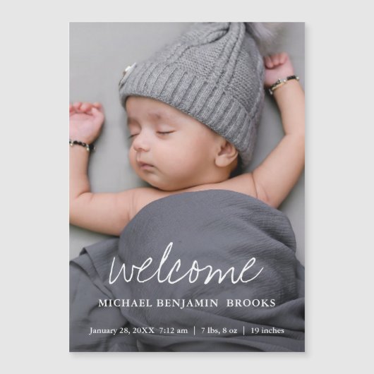 Baby Fotoaankondiging Magnet (Voorkant)
