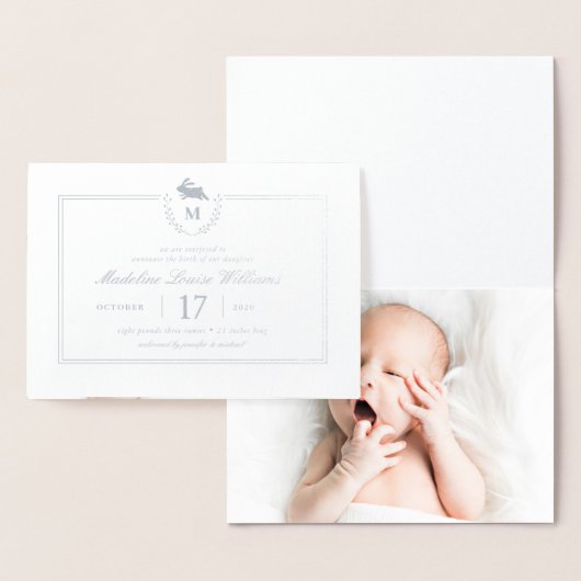 BABY FOTOAANKONDIGING | Minimalistische Bunny Folie Kaarten (Display)
