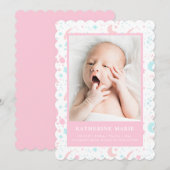 BABY FOTOAANKONDIGING | Pastel Mon en sterren Feestdagenkaart (Voorkant / Achterkant)