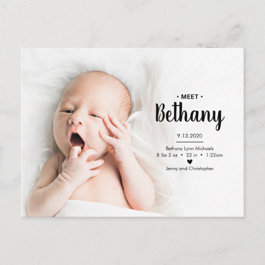 BABY FOTOAANKONDIGING | Polka Dots Briefkaart (Voorkant)