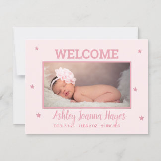 Baby Fotoaankondiging - Welkom, Kaart Baby Girl