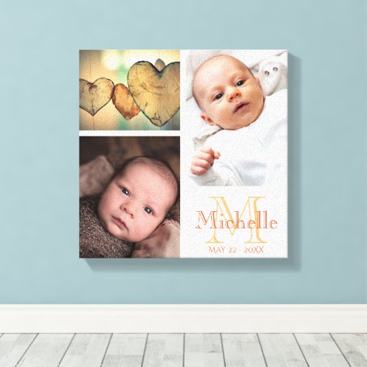 baby fotocollage canvas afdruk (Insitu (Houten vloer))