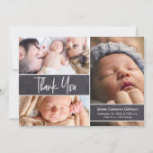 Baby Fotocollage Chalkboard Scripttype Bedankkaart (Voorkant)