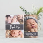 Baby Fotocollage Chalkboard Scripttype Bedankkaart (Staand voorkant)