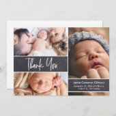 Baby Fotocollage Chalkboard Scripttype Bedankkaart (Voorkant / Achterkant)