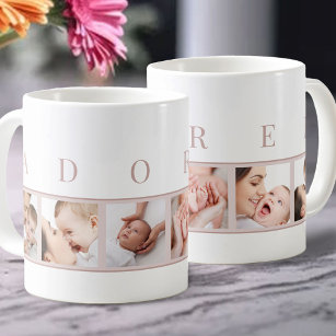 Baby-fotocollage met 6 vierkante Afbeeldingen Koffiemok