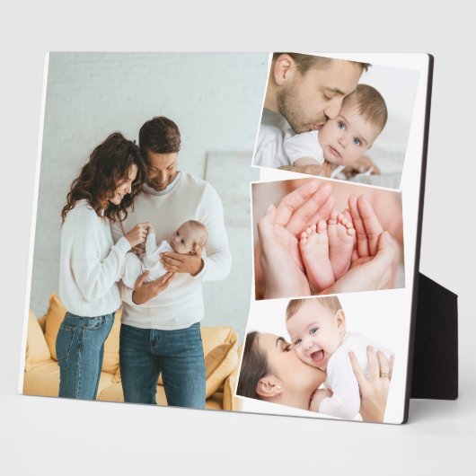 Baby fotocollage met verticale ZigZag Plaque Fotoplaat (Zijkant)