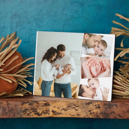 Baby fotocollage met verticale ZigZag Plaque Fotoplaat (Zijkant)