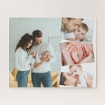 Baby Fotocollage met ZigZag Afbeelding Montage Legpuzzel<br><div class="desc">Creëer je eigen baby foto puzzel met 4 van je favoriete afbeeldingen. Het fotomalplaatje is opstelling om een fotocollage met één hoofdfoto te creëer,  lichtjes bedekt met de resterende drie foto's in een verticale zigzag. Uw afbeeldingen worden getoond in portret en landschapsformaat met witte lijsten.</div>