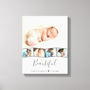 Baby Fotocollage Zigzag Afbeelding Strip Aangepast Canvas Afdruk