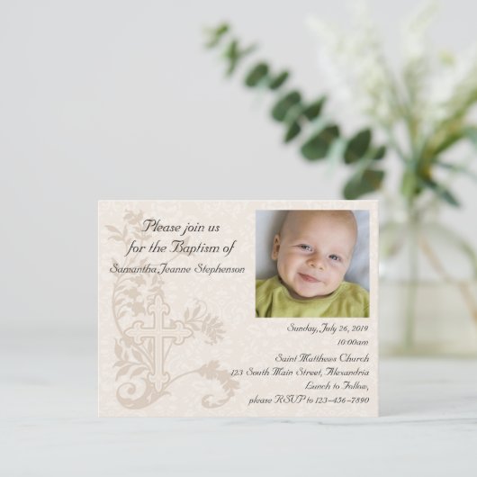 Baby Fotodoop Uitnodiging (Staand voorkant)