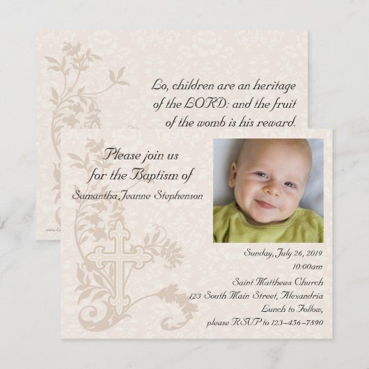 Baby Fotodoop Uitnodiging (Voorkant / Achterkant)