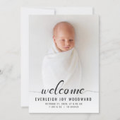 Baby Fotokalligrafie Zwart-wit Geboorte Aankondiging (Voorkant)
