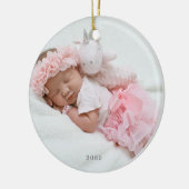 Baby Fotonaam Datum geboorte kerstversiering Keramisch Ornament (Links)