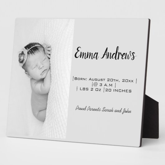 Baby Fotonaam geboorte op maat Fotoplaat (Zijkant)
