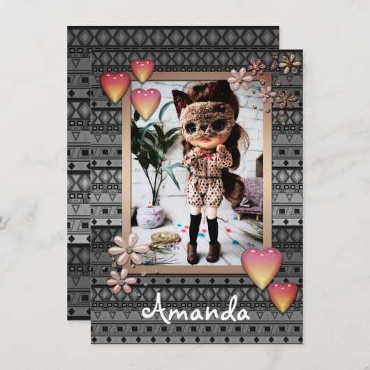 Baby fotopoppen, poppen, gepersonaliseerd, hobby a aankondiging (Voorkant / Achterkant)