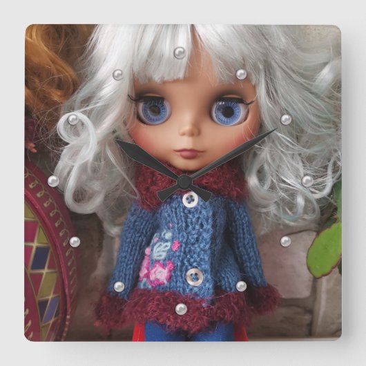 Baby fotopoppen, poppen, gepersonaliseerd, hobby vierkante klok (Voorkant)