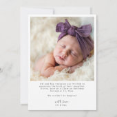 Baby Foto's Elegante Naam Script Geboorteaankondig Aankondiging (Achterkant)