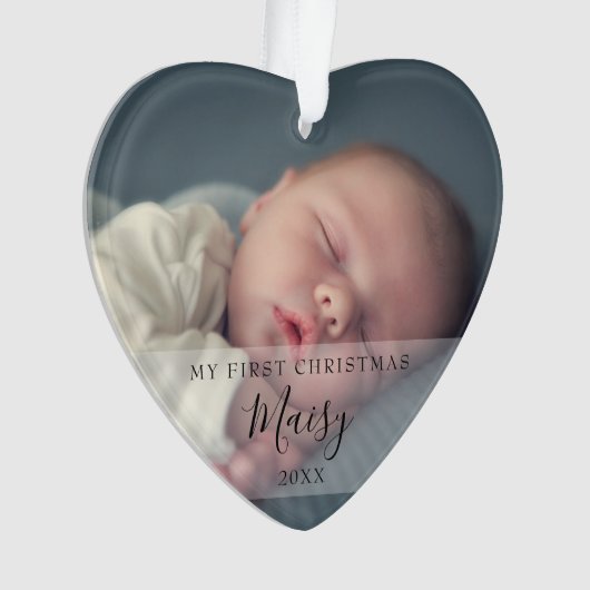 Baby foto's en naam eerste kerstfeestdag ornament (voorkant)