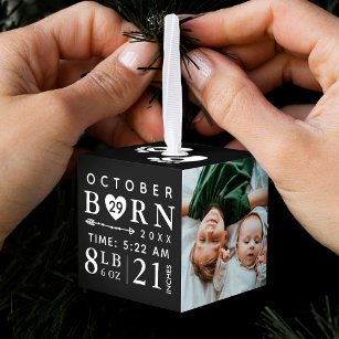 Baby foto's in klauterij en geboorte zwart monogra decoratie