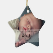 Baby Foto's met eerste kerstster Keramisch Ornament (Rechts)