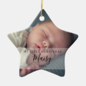 Baby Foto's met eerste kerstster Keramisch Ornament (Voorkant)