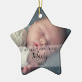 Baby Foto's met eerste kerstster Keramisch Ornament (Links)
