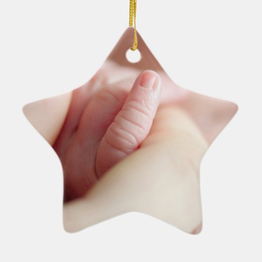 Baby Foto's met eerste kerstster Keramisch Ornament (Achterkant)