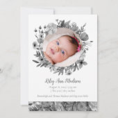 Baby Foto's Modern Gray Floral Aankondiging (Voorkant)