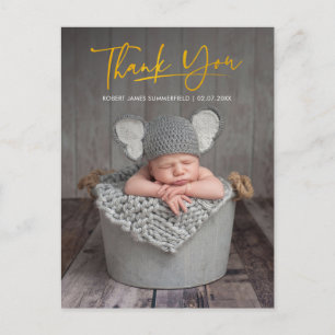 Baby-fotoscript Bedankt Geboorte Aankondigingskaart