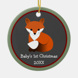 Baby Fox 1 kerstfoto Lijst Keramisch Ornament