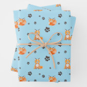 Baby Fox Animal Sleeping Paw Prints Tracks Inpakpapier Vel (In situ)