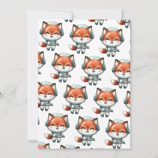 Baby Fox Astronaut 1e Verjaardag Kaart (Achterkant)