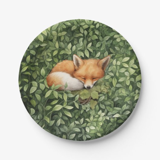 Baby Fox Baby shower grillige Waterverf Papieren Bordje (Voorkant)