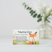 Baby Fox Babysitter Nanny Kinderopvang Waterverf Visitekaartje (Staand voorkant)
