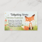 Baby Fox Babysitter Nanny Kinderopvang Waterverf Visitekaartje (Voorkant)