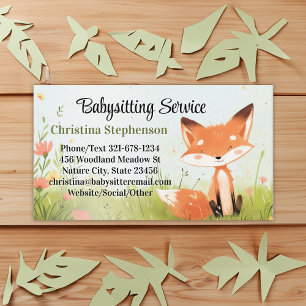 Baby Fox Babysitter Nanny Kinderopvang Waterverf Visitekaartje