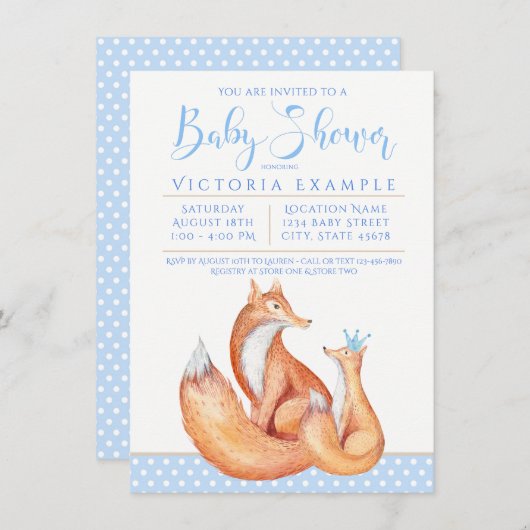 Baby Fox Boy Fox Baby Shower Uitnodigingen (Voorkant / Achterkant)