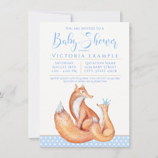 Baby Fox Boy Fox Baby Shower Uitnodigingen (Voorkant)