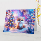 Baby Fox Christmas Fantasy Kaart (Gele Bloem)