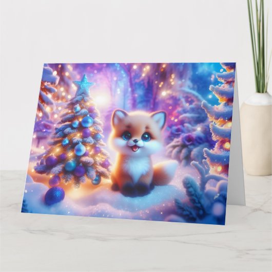 Baby Fox Christmas Fantasy Kaart (Voorkant)