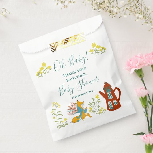 Baby Fox en Baby shower Gift. Bedankzakje (Gezegeld)