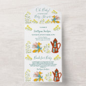Baby Fox en bloemen Baby shower All In One Uitnodiging (Binnen)