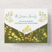 Baby Fox en bloemen Baby shower All In One Uitnodiging (Achterkant)