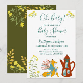 Baby Fox en bloemen Baby shower Kaart
