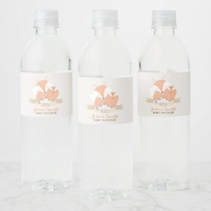 Baby Fox en mam Baby shower Aangepast Waterfles Etiket