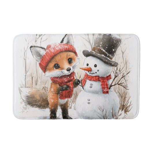 Baby Fox en Snowman Badmat (Voorkant)