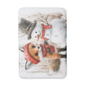 Baby Fox en Snowman Badmat (Voorkant Verticaal)