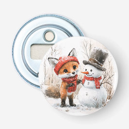 Baby Fox en Snowman Button Flesopener